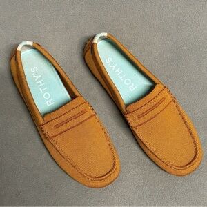 Rothy’s The Driving Loafer Brown W9 Women’s Slip-On Shoes Cognac Yellow Gold